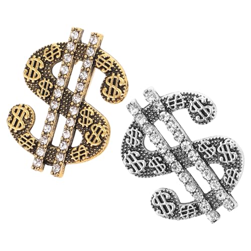 PLAFOPE 2 Stück Kreative Dollarzeichen Anstecknadel für Männer und Frauen Hip Hop Mode Schmuck für Anzüge Hemden Hüte und Besondere Anlässe von PLAFOPE