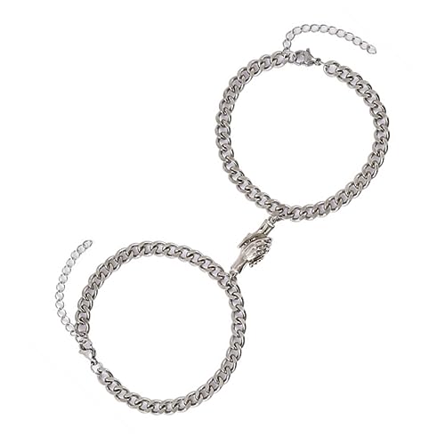 PLAFOPE 2 Stück Kreative Partner Armbänder Handshake Design Magnetisch Freundschaftsarmband Valentinstag für Memorial Wrist Chain von PLAFOPE