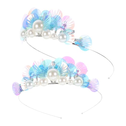 PLAFOPE 2 Stück Meerjungfrau Haarschmuck Mädchen Wasser Glitzer Stirnband Geburtstag Haarreif Niedlich Leicht für Teens Ocean Party Cosplay Zubehör von PLAFOPE