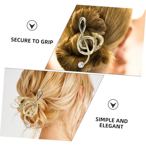 PLAFOPE 2 Stück Metall Haarklammer mit Perlenmusiknoten Design Krallenclips für Damen Stabile Haarschmuck Klammer in Gold Eleganter Haarclip für Festival und Konzert Schonend und von PLAFOPE