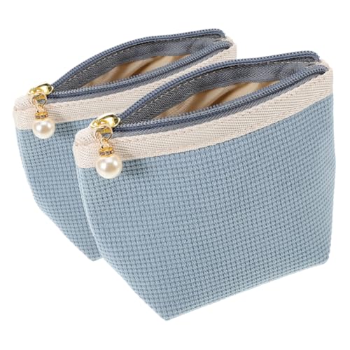 PLAFOPE 2 Stück Mini Makeup Tasche Weich Gepolstert Staub Kleine Kosmetiktasche für Reisen Tragbar Kompakt Lippenstift Organizer für Damen Handtasche von PLAFOPE