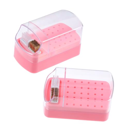 PLAFOPE 2 Stück Nagelbohrer Bithalter Teilig mit Löchern und Reinigungsbürste Langlebiger Kunststoff Organizer für Nagelfräser Bits Kompakt Tragbar für Maniküre Zuhause und Salon von PLAFOPE