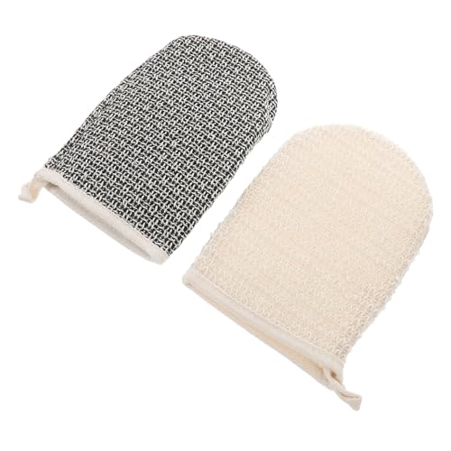 PLAFOPE 2 Stück Natürliche Sisal Peelinghandschuhe Doppelseitig Badehandschuhe Massage Waschhandschuh Körperpeeling Dusche Reinigung für Männer Frauen von PLAFOPE