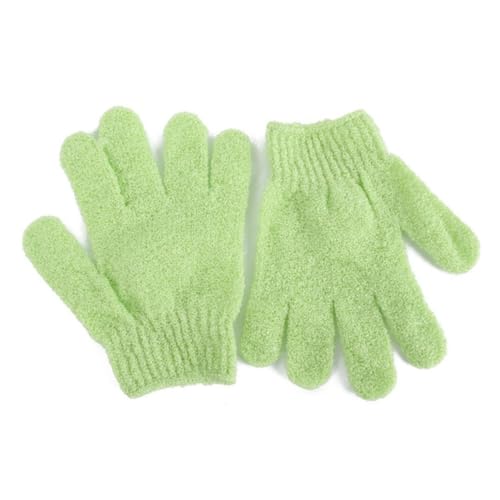 PLAFOPE 2 Stück Nylon Duschhandschuhe Peeling Badehandschuhe Körperpeeling Waschhandschuhe für Männer Frauen Grün Dehnbar Maschinenwaschbar mit Aufhängevorrichtung von PLAFOPE