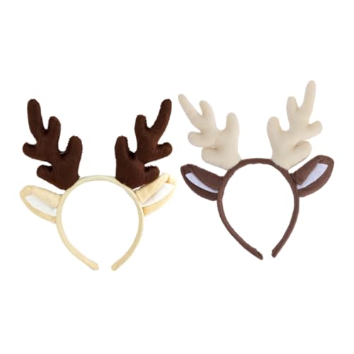 PLAFOPE 2 Stück Rentier Geweih Haarreif Weihnachts Haaraccessoires für Festliche Anlässe Dekorative Antler Headbands für Karneval Cosplay und Partys Kaffee von PLAFOPE