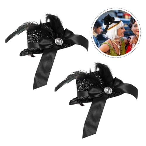 PLAFOPE 2 Stück Schicke Schwarze Haarspangen Haarklammern mit Billycock Hut Design Modischer Haarschmuck für Mädchen und Damen Vielseitig Einsetzbar für Alltag und Besondere Anlässe von PLAFOPE