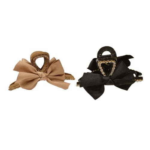 PLAFOPE 2 Stück Schmetterlings haarklammer Schleifen krallenclip Modisch Stabil für Damen Mädchen Alltag Büro Geeignet Schwarz Khaki von PLAFOPE