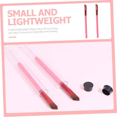 PLAFOPE 2 Stück Schräger Augenbrauenpinsel Braune Borsten Pvc etui Tragbarer Multifunktionaler Make up Pinsel für Augenbrauen Wimpern make up Präziser Concealer Pinsel für Damen von PLAFOPE