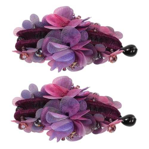 PLAFOPE 2 Stück Teiliges Bananen Haarspangen aus Stoff mit Blumenmuster Robuste Haarklammern für Damen Rutschfest Geeignet für Dicken und Dünnen Haaransatz Modische Haaraccessoires in von PLAFOPE