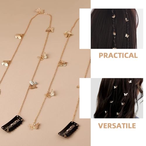 PLAFOPE 2 Stück Teiliges Butterfly Haarketten Metall Haarschmuck für Frauen Flecht accessoires Modisch Langlebig für Party Hochzeit Bühne von PLAFOPE