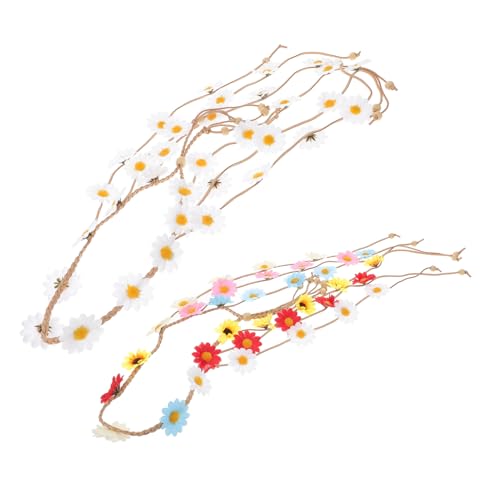 PLAFOPE 2 Stück Teiliges Daisy Haarband Verstellbares Boho Blumen Hippie Stirnband Modisches Damen Haaraccessoire für Festivals Partys und Alltag Stabiler Sitz Ziepen Auffälliger von PLAFOPE