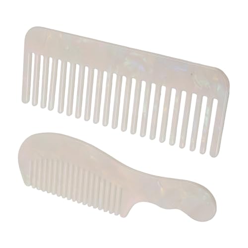 PLAFOPE 2 Stück Teiliges Statisches Acetat Kamm für Frauen Kompakt mit Kurzem Griff und Breiten Zähnen Ergonomisch Geformt für Sanftes Entwirren und Vielseitiges Styling bei Trockenem und von PLAFOPE