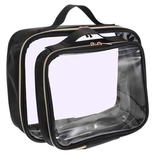 PLAFOPE 2 Stück Teiliges Transparente wasserdichte Kosmetiktaschen mit Reißverschluss Große Kapazität Vielseitig als Kulturbeutel Make Up und Reise Organizer Tragbar und Leicht zu von PLAFOPE