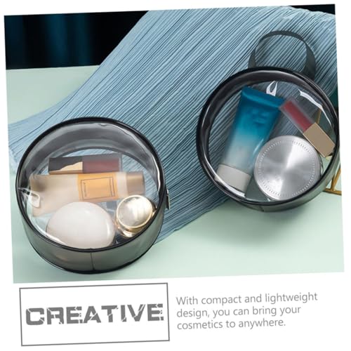 PLAFOPE 2 Stück Transparente Makeup Tasche Rundes PVC Kosmetik Aufbewahrungsbeutel Reise Kulturbeutel Leicht Tragbar Für Damen Und Urlaub Organizer von PLAFOPE