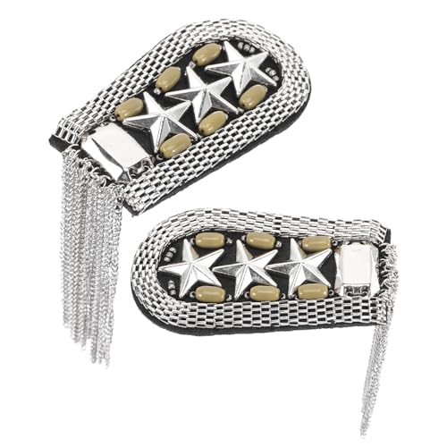 PLAFOPE 2 Stück Vintage Schulterklappen mit Metall Quasten Ketten Broschen Anstecker für Kostüm Uniform Modische Kleidung Accessoires für Damen und Herren von PLAFOPE