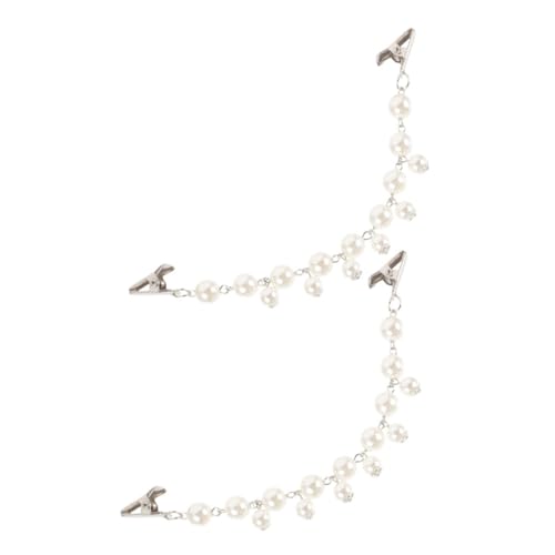 PLAFOPE 2 Stück Vintage Sweater Clips mit Falschen Perlen Retro Cape Broschen Knopf Verstellbare Cardigan Schulterclips für Damen Eleganter Schal und Jackenverschluss von PLAFOPE