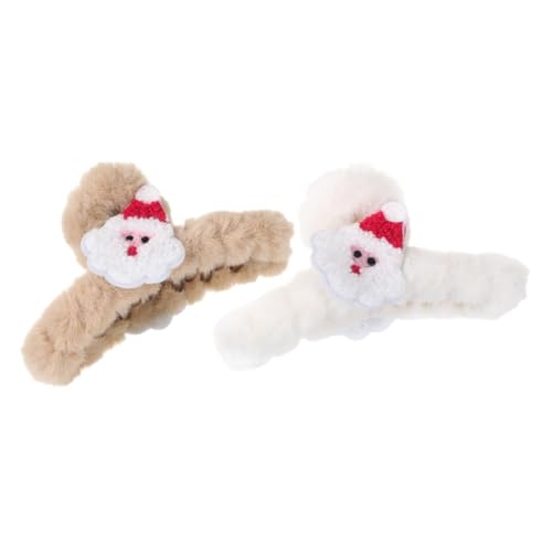 PLAFOPE 2 Stück Weiche Plüsch Haarklammer Weihnachts Haarspangen für Damen und Mädchen Leichte Schmerzfreie Haarklammer Starke Fixierung für Dünnes und Dickes Haar Festlich Dezente Farben von PLAFOPE
