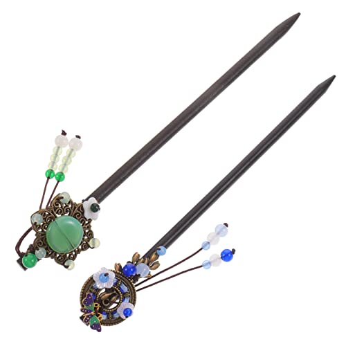 PLAFOPE 2stücke Chinesische Vintage Haarnadeln Aus Holz Mit Quasten Elegante Haarstäbchen Für Damen Für Hochsteckfrisuren Und Besondere Anlässe von PLAFOPE