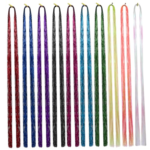 PLAFOPE 20 Stück Teiliges Bunte Glitzernde Hair Strands Haarsträhnen Dünne Leichte Haarschmuck Zöpfe zum Einflechten Vielseitig für Kreative Frisuren und Festliche Anlässe Geeignet von PLAFOPE