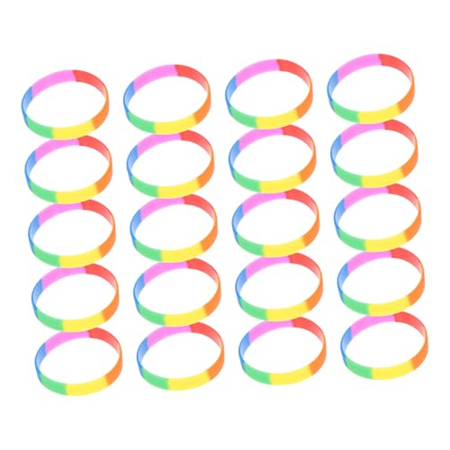 PLAFOPE 20 Stück Teiliges Bunte Silikon Wristbands Zarte Regenbogen Armbänder Vielseitige Handgelenksbänder für Damen und Herren Langlebig Modisch für Festivals oder Geschenke von PLAFOPE