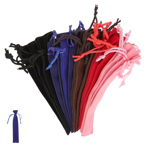 PLAFOPE 20 Stück Teiliges Flanell-federmäppchen mit Zugband Leichte Stifteschutzhülle in Farben Schwarz Rot Kaffee Blau Kleine Stifttasche für Schule Büro und Zuhause Vielseitiges von PLAFOPE