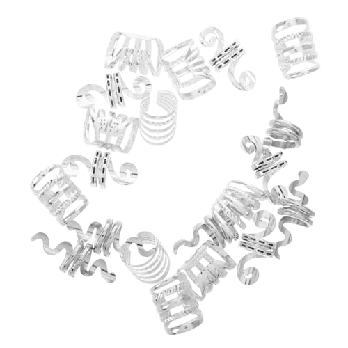 PLAFOPE 20 Stück Teiliges Haar Schmuck für Zöpfe Silberne Hohle Dreadlock Ringe DIY Haarschmuck Zubehör Langlebig und Vielseitig für Partys Hochzeiten und Bühnenauftritte von PLAFOPE