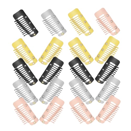 PLAFOPE 20 Stück Teiliges Metall wig clips mit Zähnen Sichere Haarbefestigung für Perücken und Extensions Rutschfeste Haarklammern in Schwarz Braun Gold Silber für Damen und DIY hüte von PLAFOPE