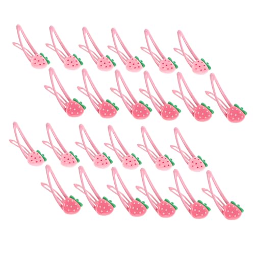 PLAFOPE 24 Stück Teiliges Erdbeer Haarspangen aus Metall Niedliche Rosa Haarclips für Mädchen Leichte Snap Barrettes mit Süßem Fruchtmotiv für Teens und Frauen bei Schule und Partys von PLAFOPE