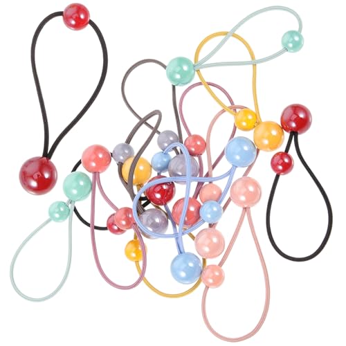 PLAFOPE 28 Stck Teiliges Haarschmuck für Mädchen Elastische Ponytail Halter mit Doppelten Kugeln Bunte Dehnbare Haargummis für Zöpfe und Dutt Modische Haarbänder für Erwachsene von PLAFOPE