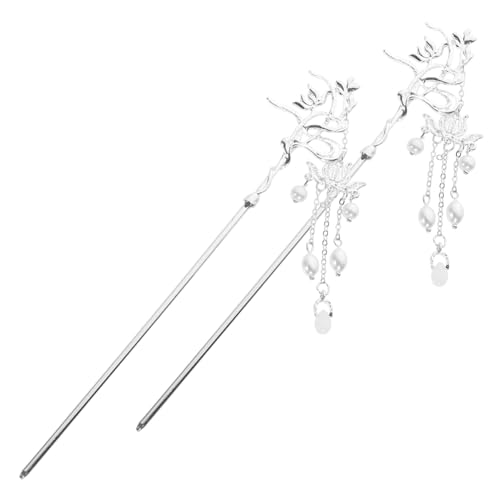 PLAFOPE 2stücke Chinesischer Haarstab Mit Baumelnden Perlenquaste Langer Haarnadel Für Frauen Haaraccessoire Für Hochzeiten Und Partys Klassisch Und Elegant von PLAFOPE