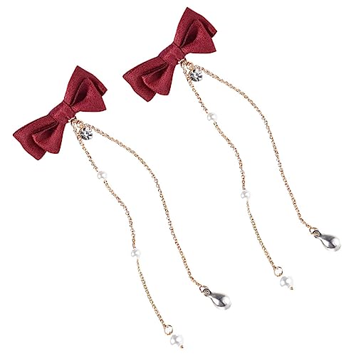 PLAFOPE 2stücke Haarnadel Mit Schleife Aus Seide Rote Bowknot Haarspange Für Mädchen Und Damen Kopfschmuck Für Party Festival Und Alltag von PLAFOPE