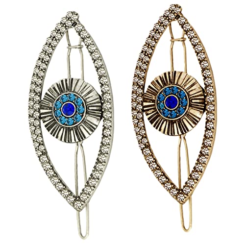 PLAFOPE 2stücke Evil Eye Haarklammern Mit Strass Retro Haarspangen Für Damen Vielseitige Haarschmuck Für Besondere Anlässe Und Alltag Antikem von PLAFOPE