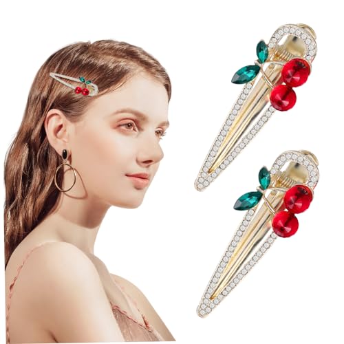 PLAFOPE Kirsche Haarschmuck Damen Elegante Kirsche Haarspangen Strass Haarnadel Für Frauen Mädchen Haar von PLAFOPE