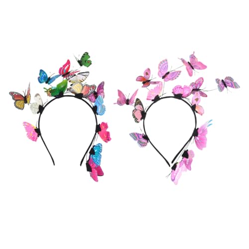 PLAFOPE 2 Stücke Braut Stirnband Haar Band Vintage Schmetterlinge Design Dame Stirnband Für Fotografie Party Hochzeit Weihnachten von PLAFOPE