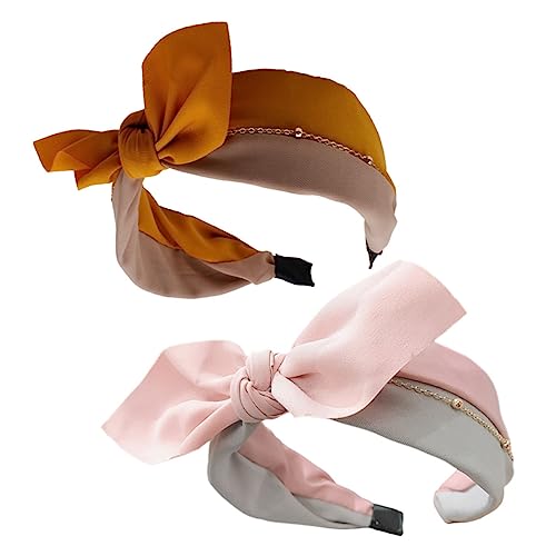 PLAFOPE 2stücke Haarbänder Mit Schleifen-design Atmungsaktive Und Flexible Kopfbedeckung Für Gesichtsreinigung Geeignet Für Shopping Sport Und Partys Und Gelb von PLAFOPE