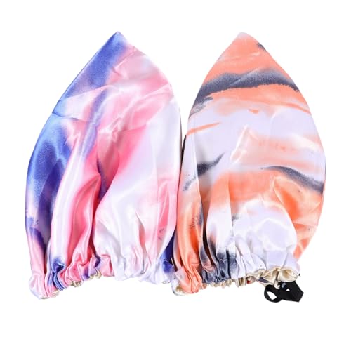 PLAFOPE 2stücke Duschhauben Doppellagigem Satin Verstellbar Für Damen Für Und Schlaf Farben von PLAFOPE