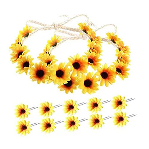 PLAFOPE 2satz Sonnenblumen Haaraccessoires Mit Haarkränzen Und Haarnadeln Haarschmuck Für Mädchen Für Partys Hochzeiten Und Festivals von PLAFOPE