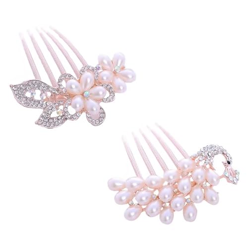 PLAFOPE 2stücke Teiliges Haarschmuck Blüten Und Perlen Für Braut Eleganter Haarkamm Mit Strass Für Hochzeiten Und Besondere Anlässe Einfache Handhabung Und Stabiler Halt von PLAFOPE