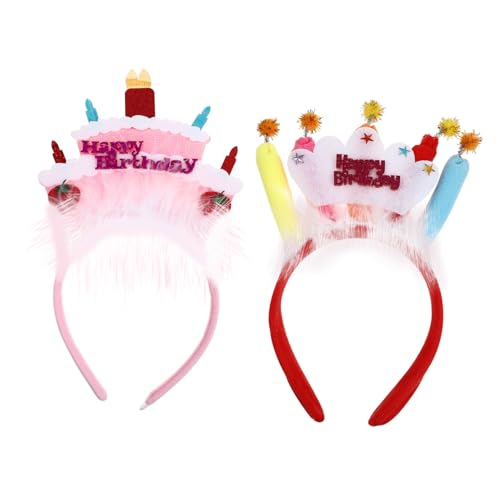 PLAFOPE Haar-accessoires für Jungen und Mädchen Geburtstagstorte Kopfschmuck Party- für Jungen und Mädchen Foto-requisite Lustiges Stirnband-set von PLAFOPE