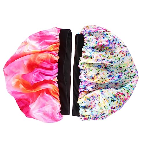 PLAFOPE 2stücke Schlafkappe Mit Elastischem Band Duschhaube Für Kopfhygiene Schlafmütze Aus Hochwertigem Material Für Frauen Und Mädchen von PLAFOPE