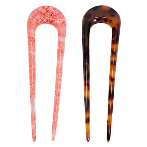 PLAFOPE 2stücke U-förmige Haarnadeln Aus Acetat Im Vintage-stil Haarspangen Für Elegante Hochsteckfrisuren Langlebige Und Charmante Haaraccessoires Für Frauen von PLAFOPE