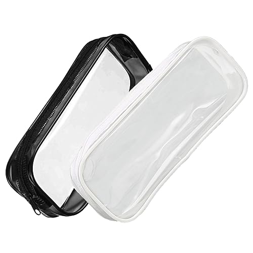 PLAFOPE 2stücke wasserdichte Stiftetaschen Praktische Kosmetiktaschen Aufbewahrung Für Schreibwaren Und Toilettenartikel Schwarz Und Weiß von PLAFOPE