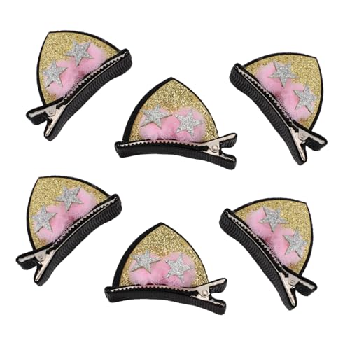 PLAFOPE 3 Paare Katzenohr Haarspangen mit Fünf zackigem Stern Niedliche Haarklammern für Mädchen Elegante Haarschmuck für Verschiedene Frisuren und Anlässe von PLAFOPE