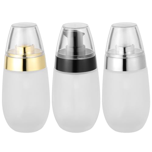 PLAFOPE 3 STÜCKE Teiliges Kosmetikflaschen mit Pumpspender Mattierte Reisebehälter für Make up Entferner Lotion Gel Tragbar und Langlebig für Gesichtspflege und Nagelpflege von PLAFOPE