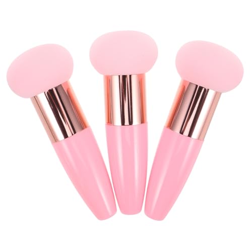 PLAFOPE 3 STÜCKE Teiliges Makeup Schwamm mit Aluminiumhalter Rosa Makeup Puff Wiederverwendbar Sanft zur Haut zum Verblenden von Foundation Puder von PLAFOPE