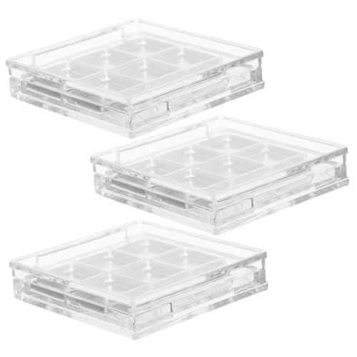 PLAFOPE 3 Sätze Leere Transparente Lidschatten-paletten mit Fächern und Pinselschlitz Robuste Wiederbefüllbare Make-up-organizer für Reisen und Proben Stabiler Quadratischer von PLAFOPE