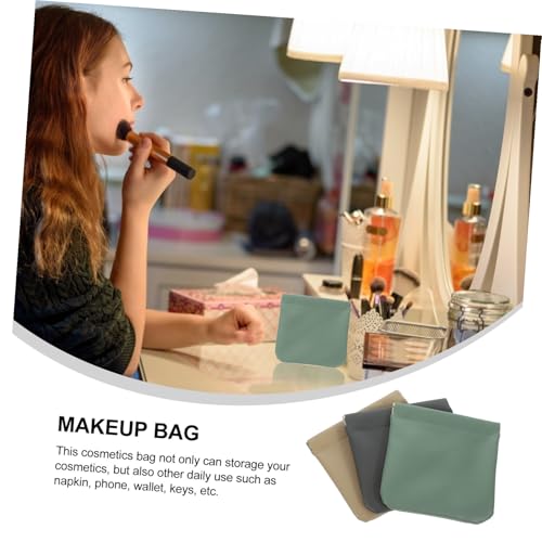 PLAFOPE 3 Stück 3 teiliges kleine wasserdichte Kosmetiktaschen mit Reißverschluss Ersatz Multifunktionale Reise Make up Organizer in Khaki Olivgrün und Dunkelgrau Kompakt Leicht von PLAFOPE