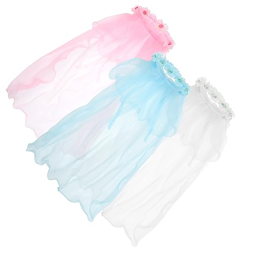 PLAFOPE 3stücke Teiliges Mädchen-haarkranz Schleier Blumenkranz Für Hochzeiten Kommunion Und Fotoshootings Bequemer Haarschmuck Für Blumenmädchen Blau von PLAFOPE