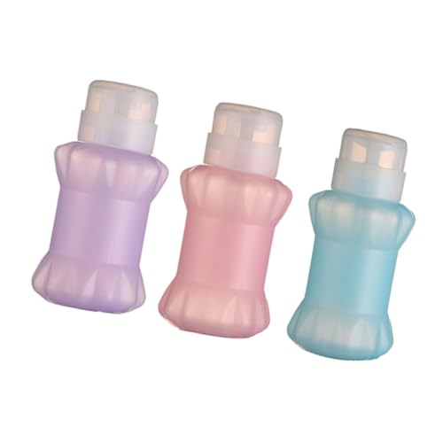PLAFOPE 3 Stück Druckpumpen Flasche mit Sperrfunktion Kunststoff Flüssigkeitsspender für Nagellackentferner Make Up Entferner und Mehr Zufällige Farben Zufällige Farbe Zufällige Farbe von PLAFOPE