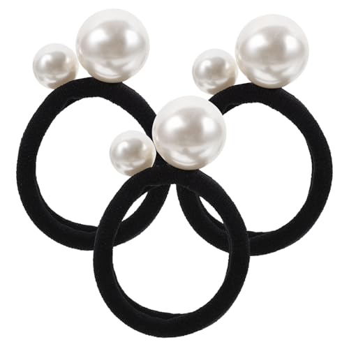 PLAFOPE 3 Stück Elastische Perlen Haargummis Schonende Ponytail Holder Modischer Haarschmuck für Damen Mädchen Nahtloses Design Vielseitig für Alltag und Hochzeit Geeignet von PLAFOPE